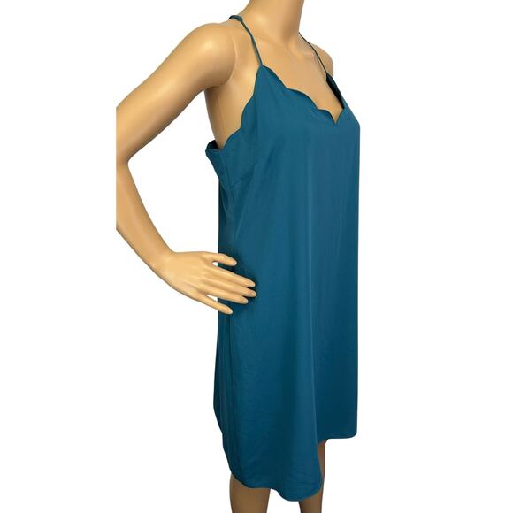 J. Crew Scalloped Tank Dress Teal Blue Sleeveless G3613 Size 12 - Picture 3 of 12